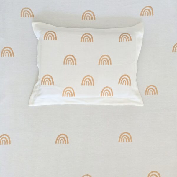Lençol Berço com Elástico Estampado Arco-Íris + Fronha