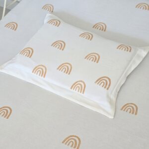 Lençol Berço com Elástico Estampado Arco-Íris + Fronha