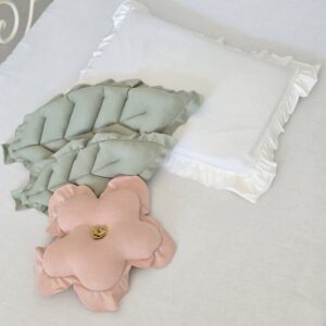 Lençol Berço com Elástico Básico Offwhite + Fronha Babado